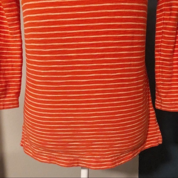 J Crew tangerine orange and white striped top - Picture 3 of 11